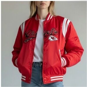 WEAR Erin Andrews Varsity Jacket Women S Red NWT Kansas City Chiefs Taylor Swift